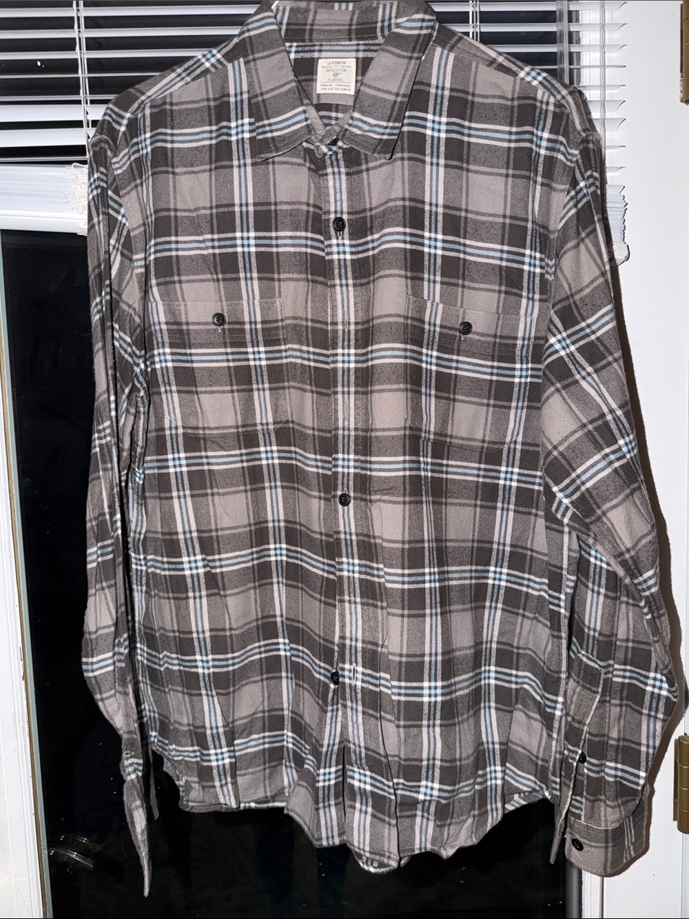 J. Crew Men's Brown and Gray Plaid Button-Down Shirt 100% cotton